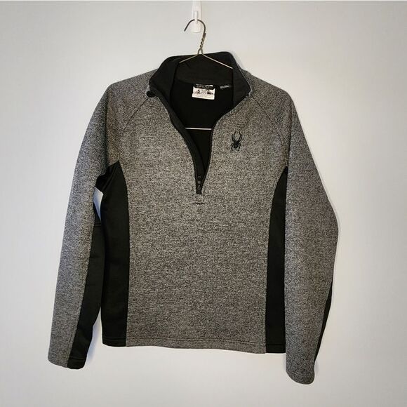 Spyder part zip pullover jacket size small heathered black men's - Picture 1 of 8